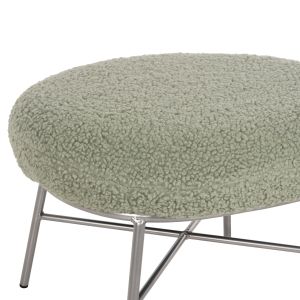 Stool with armrest Trudi Hm8640,27 green boucle and silver metal base 56x47x40cm