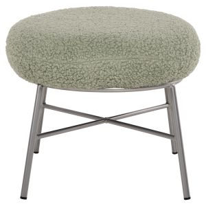 Stool with armrest Trudi Hm8640,27 green boucle and silver metal base 56x47x40cm