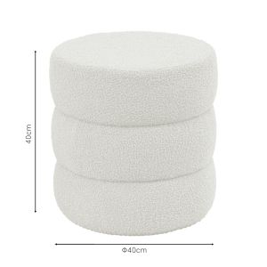 Stool-pouf Kioto white boucle D40x40cm