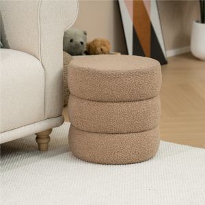 Stool-pouf Kioto in brown boucle D40x40cm