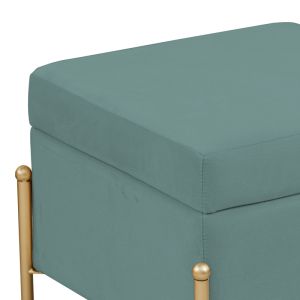 Stool-chest Panton green plush with gold legs 40x40x36.5cm
