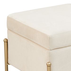 Stool-chest Panton cream plush with gold legs 40x40x36.5cm
