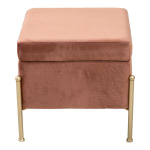 Stool-chest Panton plush rotten apple color with gold legs 40x40x36.5cm