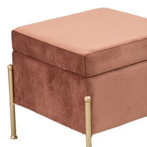 Stool-chest Panton plush rotten apple color with gold legs 40x40x36.5cm