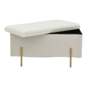 Ziwel chest stool white boucle and gold legs 80x40x40cm