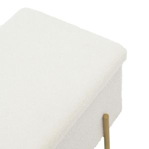 Ziwel chest stool white boucle and gold legs 80x40x40cm