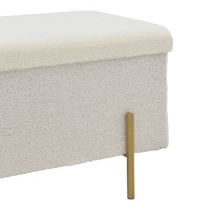 Ziwel chest stool white boucle and gold legs 80x40x40cm