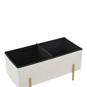 Ziwel chest stool white boucle and gold legs 80x40x40cm
