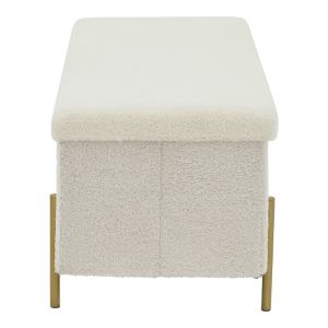 Ziwel chest stool white boucle and gold legs 80x40x40cm