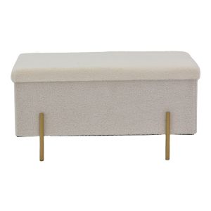 Ziwel chest stool white boucle and gold legs 80x40x40cm