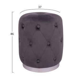 Stool Torrie quilted gray plush Hm8405,01