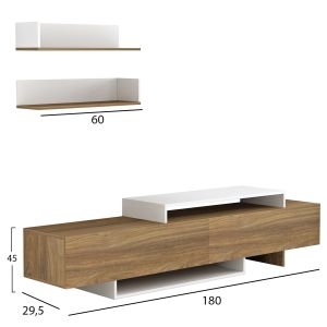 Тв композиция Eduardo Hm8909,11 от меламин цвят бял/натурален 180x29,5x45hcm