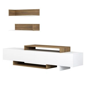 Тв композиция Eduardo Hm8909,12 от меламин цвят бял/натурален 180x29,5x45hcm