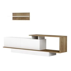 Тв композиция Garcelle Hm8904,11 от меламин цвят бял/натурален 180x29,6x45hcm