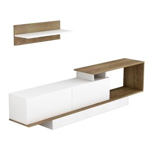 Тв композиция Garcelle Hm8904,11 от меламин цвят бял/натурален 180x29,6x45hcm