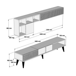 Тв секция Hm9438,03 меламин в орех-черен мрамор 180x35x40hcm