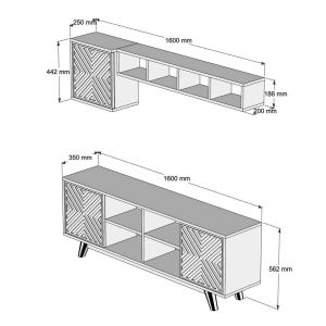 Тв секция Hm9516,04 меламин в цвят орех и жълто 160x35x56,2hcm