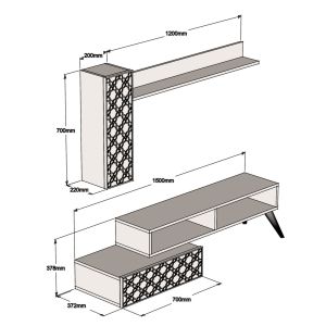 Тв секция Hm9518,02 меламин в цвят орех и крем 150x37,2x37,8hcm
