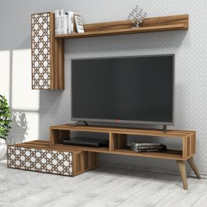 Тв секция Hm9518,04 меламин в цвят орех и бяло 150x37,2x37,8hcm