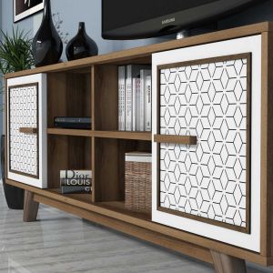 Тв секция комплект Hm9513,03 меламин в цвят орех и бяло 160x35x56,2hcm
