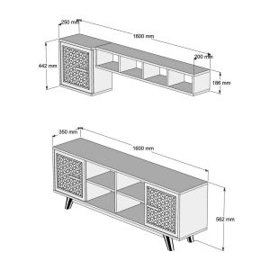 Тв секция комплект Hm9513,03 меламин в цвят орех и бяло 160x35x56,2hcm