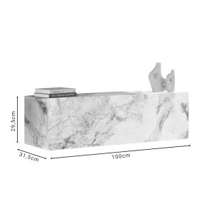 Тв стойка Serit от меламин с мраморен ефект цвят слонова кост 100x31,5x29,6cm
