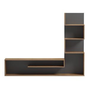 Cazenda TV cabinet with bookcase in oak and dark gray color 160x29x126 cm