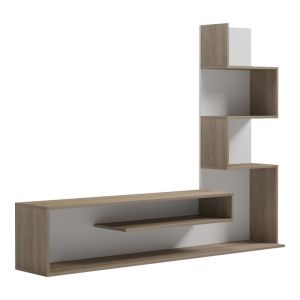 Cazenda TV cabinet with bookcase in sonoma color and white 160x29x126 cm