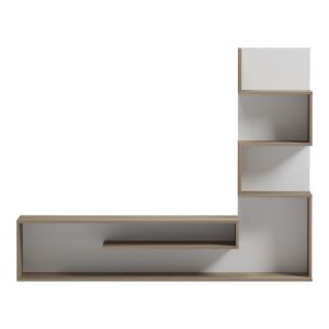 Cazenda TV cabinet with bookcase in sonoma color and white 160x29x126 cm