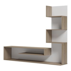 Cazenda TV cabinet with bookcase in sonoma color and white 160x29x126 cm