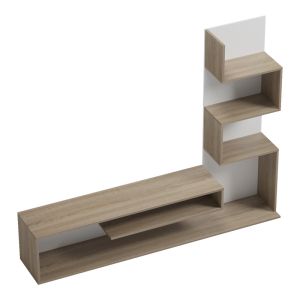Cazenda TV cabinet with bookcase in sonoma color and white 160x29x126 cm
