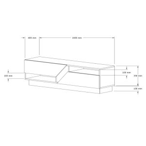 Cogo TV cabinet with travertine look 160x40x45cm