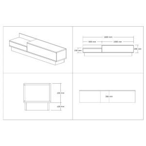 Eclipse TV cabinet in sonoma-anthracite shade 160x35x35cm