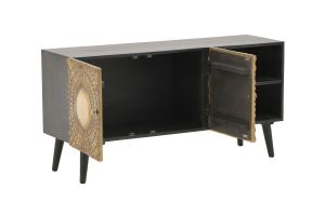 Тв шкаф Golden Eye мангово дърво масив златен метален обков 130х40х60cm