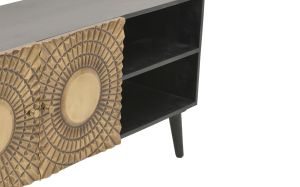 Тв шкаф Golden Eye мангово дърво масив златен метален обков 130х40х60cm