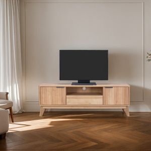 TV cabinet Hamea Mdf in natural color 145x39.5x49cm