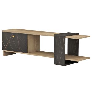 TV cabinet Henriette Hm8900,12 made of melamine sonoma color/black marble 120x25x37hcm