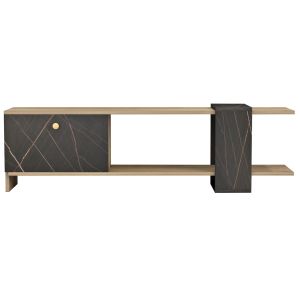 TV cabinet Henriette Hm8900,12 made of melamine sonoma color/black marble 120x25x37hcm