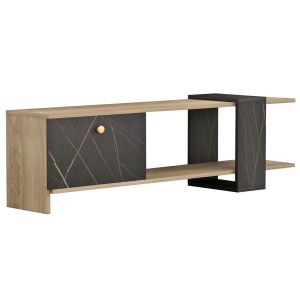 TV cabinet Henriette Hm8900,12 made of melamine sonoma color/black marble 120x25x37hcm