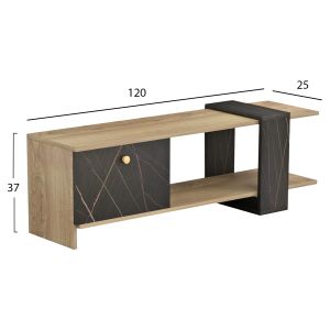 TV cabinet Henriette Hm8900,12 made of melamine sonoma color/black marble 120x25x37hcm