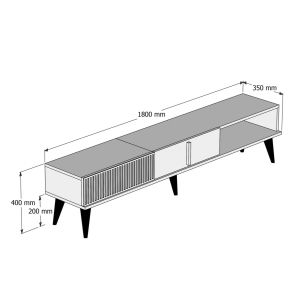 Тв шкаф Hm9512.02 меламин цвят орех и черен мрамор 180x35x40hcm
