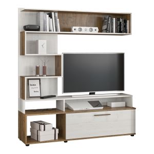 TV cabinet Jasper walnut-antique white 151.5x37.5x169.5cm