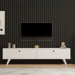 TV cabinet Jate in white 160x25x40cm