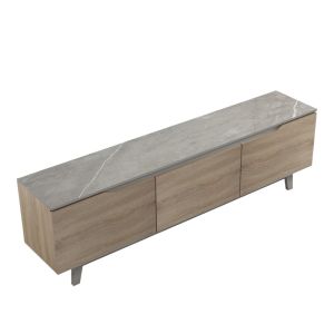 Kasandra TV cabinet in beige marble-sonoma shade 180x35x48.5cm