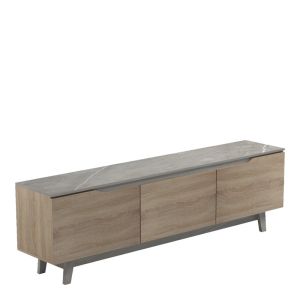 Kasandra TV cabinet in beige marble-sonoma shade 180x35x48.5cm
