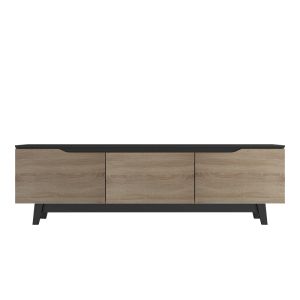 Kasandra TV cabinet in black marble-senoma color 180x35x48.5 cm