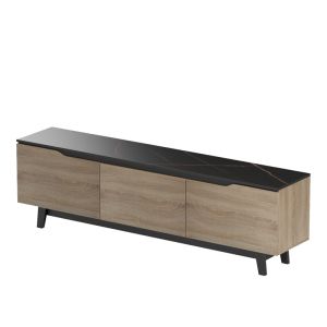Kasandra TV cabinet in black marble-senoma color 180x35x48.5 cm