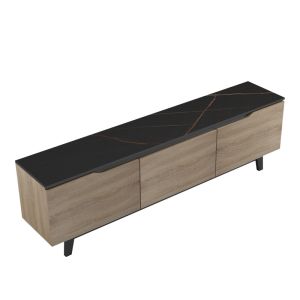 Kasandra TV cabinet in black marble-senoma color 180x35x48.5 cm