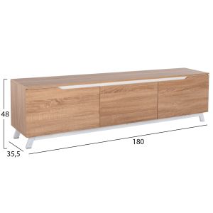 TV cabinet Kimia Hm8902.13 made of melamine, white/sonoma color 180χ35χ48.5hcm