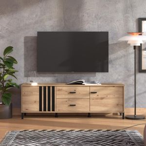 Тв шкаф Laval 157 3k2f2v Artisan дъб/черен 157x40x52см
